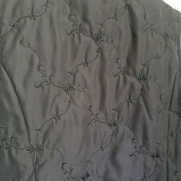 Talbots Lightweight Embroidered Black Vest Zip up Whimsgoth Grunge Gothic Size M - Picture 8 of 11